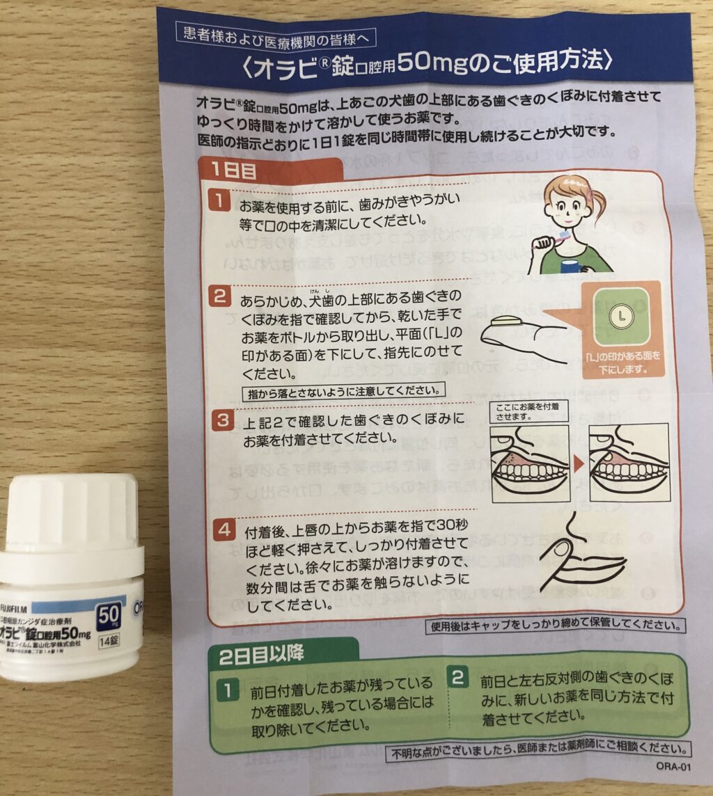 オラビ錠口腔用　使い方
